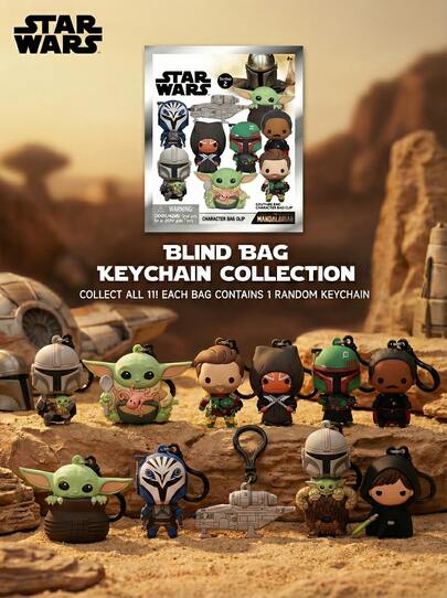 StarWars 1pc Official Star Wars Blind Bag Keychain - 3D Foam Character Blind Box Mystery Hanging Zipper Pull Keychain Backpack Accessory Collectible Toy Valentine's Day Gift - Ahsoka Tano, Cobb Vanth, The Mandalorian, Luke Skywalker, Bantha, Po Cadon, General Gideon, Boba Fett, Grogu, Mandalorian Starfighter