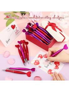 3pcs/Set Creative Heart-Shaped Ballpoint Pen Set, Love Theme Pens, Office Supplies, Perfect Valentine's Day Gift For Boyfriend/Girlfriend, Office Supplies, Study Supplies, Wedding Supplies, Valentine's Day Gift, Romantic Gift, Valentine's Day - Multicolor - View 9