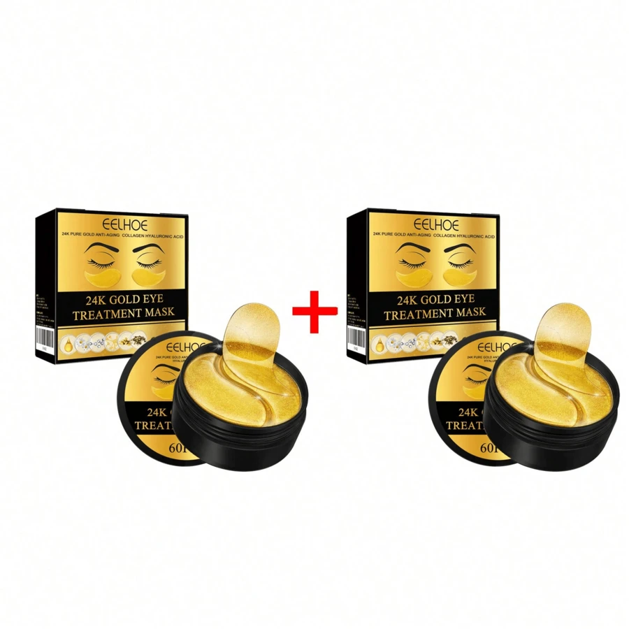 60pcs 24k Gold Eye Mask Moisturizing Firming Nourishing Area Eye Gel Treatment Cream Hydrating Patch Dark Circles Bags - 2 Boxes - 查看 1