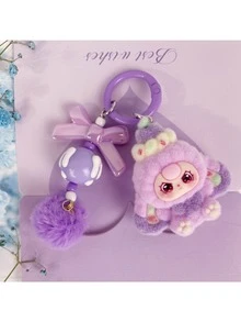 New Adult Unisex Cute Big Ear Flocked &Solid Plastic Keychain, Fashion Cartoon Accessory Bag Charm Key Chain - Multicolor - View 5