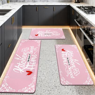 1/2/3 piezas Alfombras de cocina, Cómodos tapetes decorativos para el hogar, Con respaldo antideslizante, Adecuados para sala de estar, dormitorio, cocina, baño, entrada, interior/exterior, jardín, fiesta, decoración del hogar