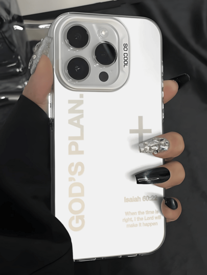 1pc Bible Verse Graphic Phone Case, Shock-Proof Protective Cover, Compatible With IPhone 16 Pro Max/15/14 Plus/13/12/11