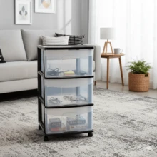 Cajonera De Plástico Organizador Multiusos Negro Con Ruedas - Organizador multiusos negro con ruedas - Ver 3