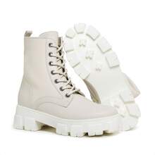 Women's Ankle Boot, Platform, Designer Brand, Lug Sole, Non-Slip, Semi-Waterproof, New - trắng - Xem 3