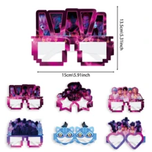 Mattel 6件套K-POP鬼灭之刃动漫风格派对眼镜套装 - 趣味卡通眼镜，色彩鲜艳的表演眼镜，适合生日、主题派对和摄影棚（多种款式）