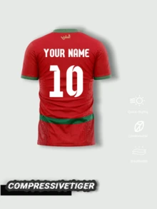 Customized Morocco 2026 World Cup Red Print Home Soccer Jersey - Personalized Football Shirt For Men & Women, Suitable For Sports And Casual Wear. Breathable Athletic Top For Soccer, Basketball, Running, Sports Fan Outfit, Also An Ideal Gift For Boyfriend.
