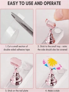 1 Set Pink Nail Polish Display Stand, Magnetic Nail Art Practice Holder, Acrylic Nail Salon Equipment & Decor, Suitable For Beginner Nail Art Display And Practice - Multicolor - View 7