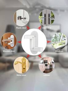 1 pieza Tope de puerta antideslizante Tatuki para el hogar, sin necesidad de espacio en la puerta, portátil, adecuado para el cierre de la perilla de la puerta del bebé - Blanco - Ver 8