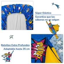Juego de Sábanas 3 Piezas para Cama Individual Algodón Infantil - Azul - Ver 3