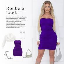 Sexy Strapless Ruched Front Bodycon Short Dress - 紫色 - 查看 7