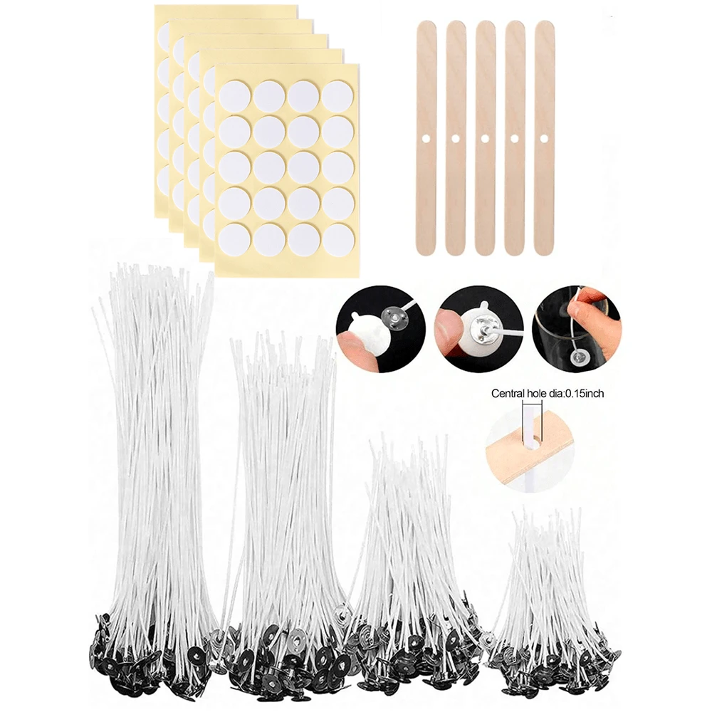 105/205pcs Candle Wick Kit - Includes Candle Wicks In Multiple Sizes, Wick Stickers And Wick Holders, Suitable For Soy Wax/Beeswax Candle DIY Crafting Materials - Multicolor - View 1