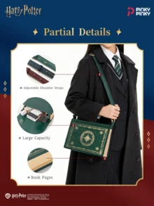 Harry Potter 女童斜挎包 - 霍格沃茨魔法学校背包，格兰芬多和斯莱特林复古风格拉链钱包，适合通勤、外出、聚会、圣诞节、万圣节、生日和其他场合，是送给女性和上班族的绝佳礼物 - 彩色 - 查看 5