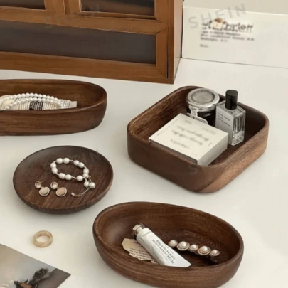 Wooden Desktop Storage Box, Wooden Jewelry Display & Storage Tray, Entryway Key & Miscellaneous Organizer Tray, Dining Tray, Display Tray, Tea Set Storage Tray, Jewelry Tray Storage