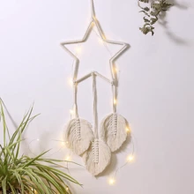 1件手工钩编蕾丝星月捕梦网壁挂装饰，波西米亚风格家居装饰，适用于客厅、卧室、婚礼、节日礼物 - 手工樹葉編織 - 查看 13