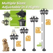 Large Aluminum Type Solar Light Solar Garden Light Waterproof Solar Lawn Light Palace Light Wall Light 18H - 黑色 - 查看 2