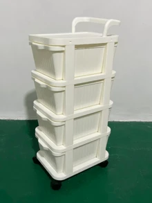 三层白色储物推车 | 耐用塑料材质 + 360°旋转轮 | 小型推车置物架，家用零食收纳柜，可移动带轮储物架，零食杂物收纳柜 | 适用于厨房/浴室/卧室等多种场景，节省空间的篮筐托盘收纳架 - 彩色 - 查看 12