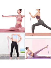 1pc New Upgraded Foam Handle Resistance Band, 38cm/14.96in, Arm Back Shoulder Elastic Fitness Band For Yoga, Fitness, Stretching, Strength Training, Weight Training, Legs, Arms Stretching Exercise, Pink/Purple/Blue - Multicolor - View 3