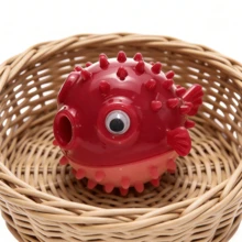 Cute Red Puffer Fish Cat Toy, Spike Chew Resistant Cat Teaser Toy, Interactive Self-Playing Cat Toy