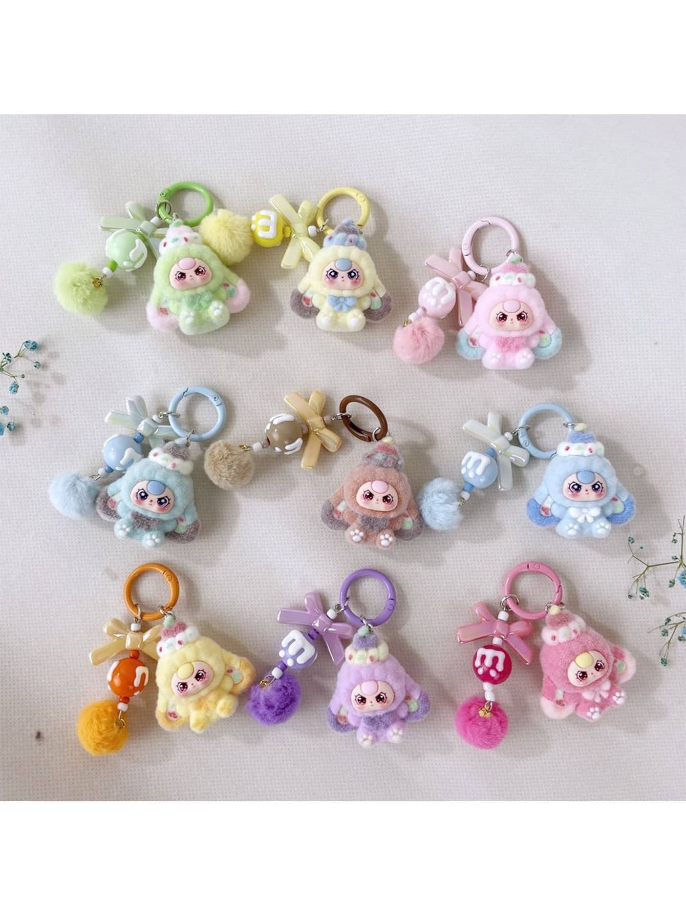New Adult Unisex Cute Big Ear Flocked &Solid Plastic Keychain, Fashion Cartoon Accessory Bag Charm Key Chain - Multicolor - View 1