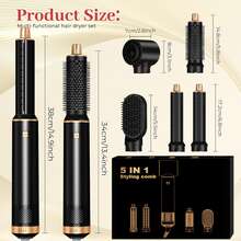 UKLISS Herramienta de peinado multifuncional mejorada 5 en 1 de 2026 | 5 cabezales desmontables + 3 controles de temperatura (bajo/medio/alto) | Rizador automático y peinado completo (rizar/ondular/alisar/suavizar/dar volumen/hacia adentro/hacia afuera de las puntas)