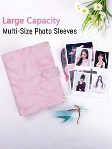 1 Set High-Quality Multifunctional A5 Photo Card Album, Fashionable Minimalist Album Design, Compact & Durable Organizer, PU Leather Loose-Leaf Cover, For Daily Planning, Note-Taking, Office Supplies, Ticket & Card Collection - Multicolor - View 5