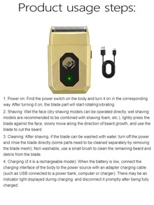 AXH USB Rechargeable Reciprocating Electric Shaver, Portable Men's Shaving Device - Gold - View 10