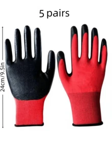 1/5/10 双装，重型多用途工作手套，丁腈涂层防切割，水钻纹理防滑，适用于园艺/机械/汽车维修，防撕裂透气内衬，工业级防护装备（男女通用） - 彩色 - 查看 12