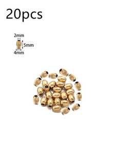 20-50pcs/Pack Stainless Steel Rice Beads, Tarnish Resistant Genuine Gold Plated Oval Loose Beads For DIY Jewelry Making - Rice Beads - View 10