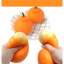 Anti-Stress Toy Squeezy Squishy Oranges, Realistic Fruit Squeeze Relieve Pressure Gadget, Cross-Border - Yellow - View 3