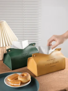 Caja de pañuelos de lujo nórdica de 5*8.6 pulgadas de cuero, adecuada para la sala de estar, la cocina, el dormitorio, el vestíbulo, el almacenamiento del coche, soporte de pañuelos minimalista elegante y lindo, ideal para regalos de vacaciones, cumpleaños, todo el año - Multicolor - Ver 5