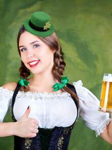Pinza para el cabello con mini trébol de cuatro hojas - Accesorio del Día de San Patricio, Sombrero de copa verde elástico, adecuado para celebraciones y fiestas, decoración de fiesta festiva, regalo ideal para familiares y amigos - multicolor - Ver 6