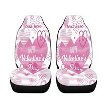 Custom Name Happy Valentine's Day Pink Heart Car Seat Covers, 2Pcs Universal Fit Front Seats Protective Covers For Women Girls, Personalized Romantic Auto Interior Decor - A - Xem 4
