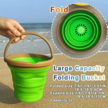 1pc Foldable Beach Bucket, Vibrant Fruit & Vegetable Shaped, Colorful Collapsible Beach Bucket, Suitable For Beach Fun, Outdoor Camping, Hiking, Fishing, Interesting Outdoor Toy, Children Beach Toy - Multicolor - View 8