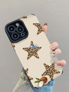 1pc Fashionable & Elegant Leopard Print, Star, Coconut Bow Design Shock-Resistant Leather Phone Case Compatible With Iphone 17/17 Air/17 Pro/17 Pro Max, 16/16 Plus/16 Pro/16 Pro Max, 15/15 Plus/15 Pro/15 Pro Max, 14/14 Plus/14 Pro/14 Pro Max, 13/13 Pro/13 Pro Max, 12/12 Pro/12 Pro Max, 11/11 Pro/11 Pro Max - Multicolor - View 4
