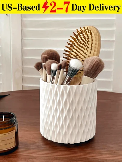 [Delivery Within 2-7 Days In The United States]1PC Rotatable Makeup Brush Storage Organizer - Multi-Compartment Cosmetic Holder With 360° Free Spin, Easy Access, Waterproof & Moisture-Proof Features, Thick Durable Plastic Construction, Versatile For Storing Lipsticks, Eyebrow Pencils, Makeup Brushes, And Beauty Tools, Also Fits Pens, Pencils, And Small Office Supplies, Suitable For Bedroom Dressers, Bathroom Vanities, Office Desks, Countertops, And Travel Use, Designed For Makeup Enthusiasts, Beauty Bloggers, Students, Professionals, And Home Organizers, Classified Storage Keeps Items Neat, 360° Rotation Enables Quick Access Without Rummaging, Waterproof Design Protects Cosmetics From Humidity, Thickened Material Ensures Sturdiness, Stylish Appearance Complements Modern Decor, A Thoughtful Gift For Birthdays, Holidays, Or Housewarmings,Makeup Orginizer,Makeup Bag,Organizer,Storage Container,Desk Decor,Organizador De Maquillaje,Office Supplies