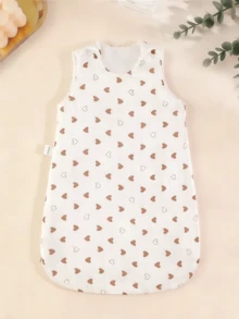 1件装Oeko-Tex认证卡通印花婴儿睡袋，柔软舒适，适合新生儿日常使用，四季皆宜