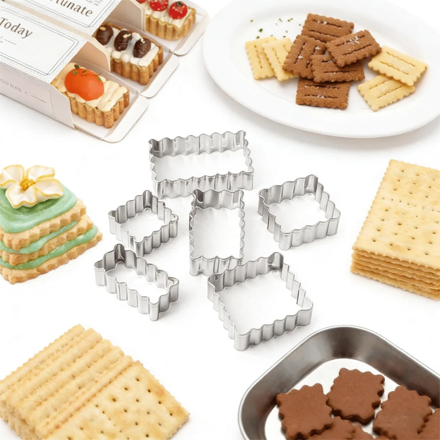 New Cookie Cutter Set, Stainless Steel Holiday Baking Molds, Suitable For Party DIY Cookies And Desserts, Home And Commercial Kitchen Tools, Can Cut Soft Candies, Cheese, Fruits - Silver - View 1