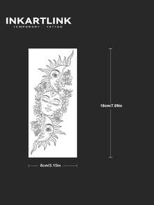 1 miếng hình xăm dán tạm thời chống thấm nước INKARTLINK hình mặt người và hoa lá, giữ được 1-2 tuần, hình xăm nước ép trái cây, trang trí cơ thể lý tưởng cho mùa thu/đông, phù hợp cho cả nam và nữ. - màu đen - Xem 5
