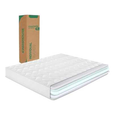 Colchon Individual En Caja 15cm Alto Color Blanco Espuma De Alta Densidad Peso Máximo Soportado 120kg Antiácaros Hipoalergénico Tejido Antideslizante De Poliéster Firmeza Justa