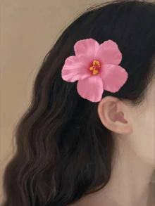 4件套夏威夷花朵发夹，夏季女士发夹，芙蓉花和莲花发夹，人造花发夹，适合假日海滩派对、日常佩戴，波西米亚风发夹，适合女孩婚礼，爪夹，发夹，扁平爪夹，发饰，学习用品