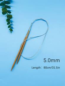 80 厘米长竹柄环形编织针，不锈钢针尖，耐用且不易断裂，3.0/3.5/4.0/4.5/5.0/5.5/6.0/6.5/7.0 毫米尺寸可选，适合所有季节手工艺品、工艺品用品 | 有序针头存储 | 不锈钢针、编织配件和用品 - 杏色 - 查看 10