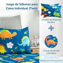 Juego de Funda Nórdica para Niños de Unicornio con 2 Fundas de Almohada - Azul - Ver 3