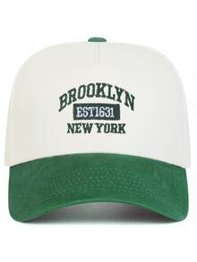 BONNY BOOM 1顶绿色刺绣“BROOKLYN EST1631 NEW YORK”男女通用遮阳帽，也可作卡车帽、沙滩帽、钓鱼帽，白色、粉色可选，适合派对、高尔夫、乡村、生日、复古等各种场合，四季皆宜，也是送给朋友的绝佳节日礼物。 - 拼色綠色 - 查看 7