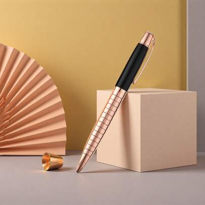 An Elegant And High-End Rotating Ballpoint Pen/Creative Electroplated And Engraved Medium Oil Pen/Smooth Writing/Luxurious Administrative Pen For Men And Women/Student Calligraphy Practice Pen/Replaceable Pen Refill