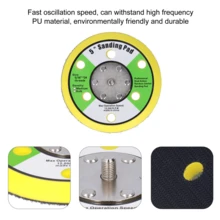 Almohadilla lijadora 5" con vel cro, respaldo PU perforado, para lijadoras/pulidoras neumáticas, 12000 RPM. Diseño velc ro para cambiar discos fácilmente sin perder resistencia. Apta para materiales con respaldo vel cro (espuma, lana, papel, microfibra). Material PU suave, ecológico y duradero. Tamaño estándar 5/16-24, uso universal. Ideal para pulido, acabado y lijado. Color amarillo. - Amarillo - Ver 4