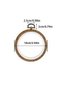 1pc Vintage Wood Grain Embroidery Hoop/DIY Embroidery Frame/Vintage Decorative Frame/Hanging Decor DIY Small Frame/Great Gift, 8cm/10cm/13cm/17cm/21cm/26cm - Bronze - View 8