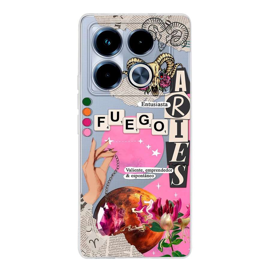 INSTACASE Funda Compatible con Infinix Aries Collage Zodiaco Carcasa Para Mujer, Case Antigolpes TPU. - transparente - Ver 1