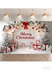 This Christmas-Themed Backdrop Features A Tree-Shaped Pattern, Decorated With Trees And Gifts, Making It The Perfect Choice For Holiday Wall Decor. Suitable For Christmas, Birthdays, And Wedding Celebrations. Can Be Used Indoors And Outdoors, Such As In Living Rooms And Gardens. - Multicolor - View 5