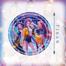 K-POP  Party Supplies Set - Includes 96 Pcs Disposable Tableware, With Banner, Tablecloth, 9-Inch And 7-Inch Plates, Cups, Cutlery And Napkins, Anime-Themed - Multicolor - View 4