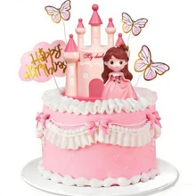 19 件套粉色公主城堡生日蛋糕装饰配件 - 粉紅色 - 查看 2